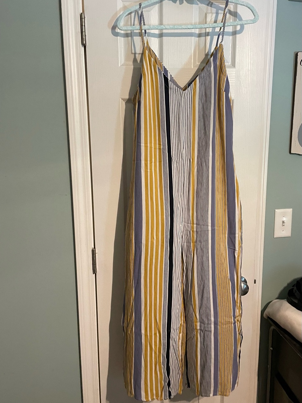 By Together Yellow Blue Striped Sleeveless Jumpsuit